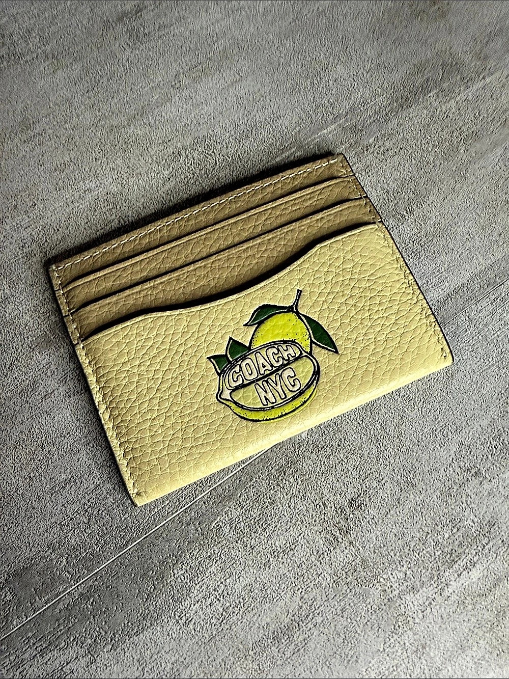 Coach Slim ID Card Case With Lemon Graphic Gold